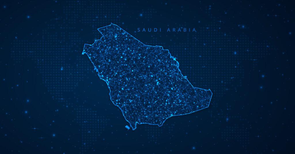 Blue coloured night map of KSA