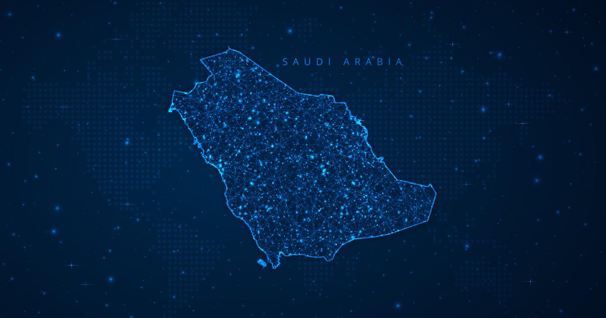 Blue coloured night map of KSA