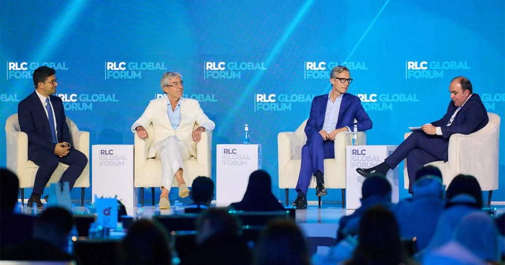 Michael Chalhoub, Michael Ward and Geoffroy van Raemdonck share insights at the main stage of the 2025 RLC Global Forum in Riyadh.