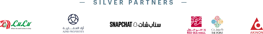 Logos of Silver Partners: LuLu, AZAD Properties, Snapchat, Red Sea Mall, The Point, and AKINON.