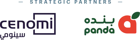 Logos of strategic partners including Cenomi and Panda.