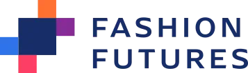 Fashion Futures logo with bold blue text and a left-side grid of colorful squares.