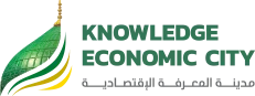 Logo with a stylized green leaf and a yellow swoosh on the left, followed by teal text on the right.