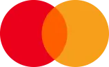 Two translucent circles, red on the left and orange on the right, overlapping in the center.