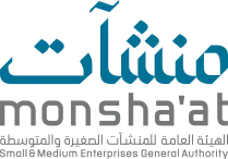 Arabic library brand logo with blue calligraphic word 'مكتبة' above gray subtitle text.