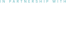 Logo reading 'In partnership with' with a palm tree and crossed swords emblem, and Arabic caption underneath.