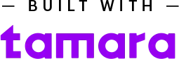 Brand logo reading 'tamara' in bold, rounded purple letters on white background.